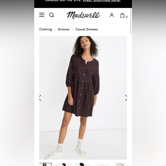 Madewell Plaid Flannel Raglan Button Front Shirt Dress Size 6 EUC - Picture 6 of 13